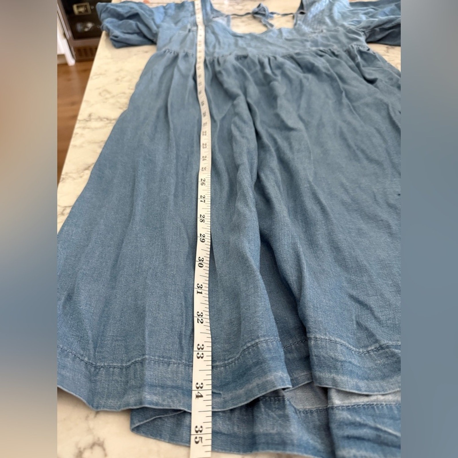 Hem & Thread Solid Blue Square Neck Babydoll Dres… - image 9