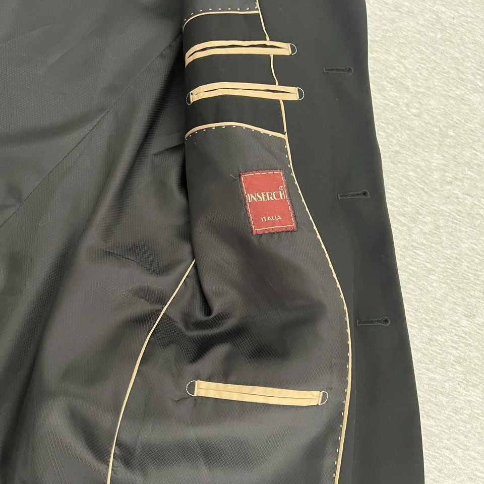 Blazer Inserch Para Hombres Pequeño Negro 3 Botones Doble Ventilación Traje Chaqueta Lujo Retro Foto 4 de 4