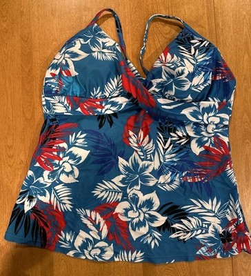 Hapari Women s Sz 16 XL Tankini Swim Top Hawaiian Floral Beach Resortwear SPF-50