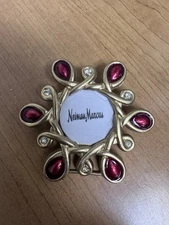 Jay Strongwater/ Neiman Marcus Mini Miniature Picture Frame /Clip Red & Gold