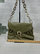 Sandro Bag Yza Olive Green Pebble Leather Fla...