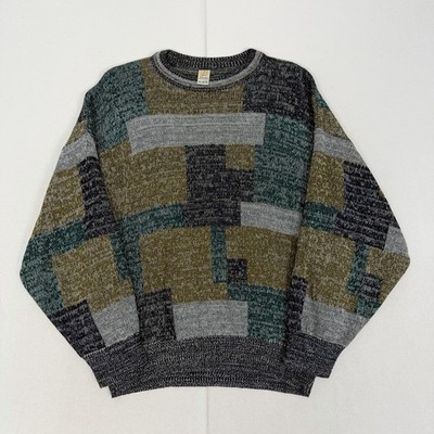 Vintage Pullover Abstrakt Geometrisch Baumwolle Strick Fischer Pulli Herren Medium ''