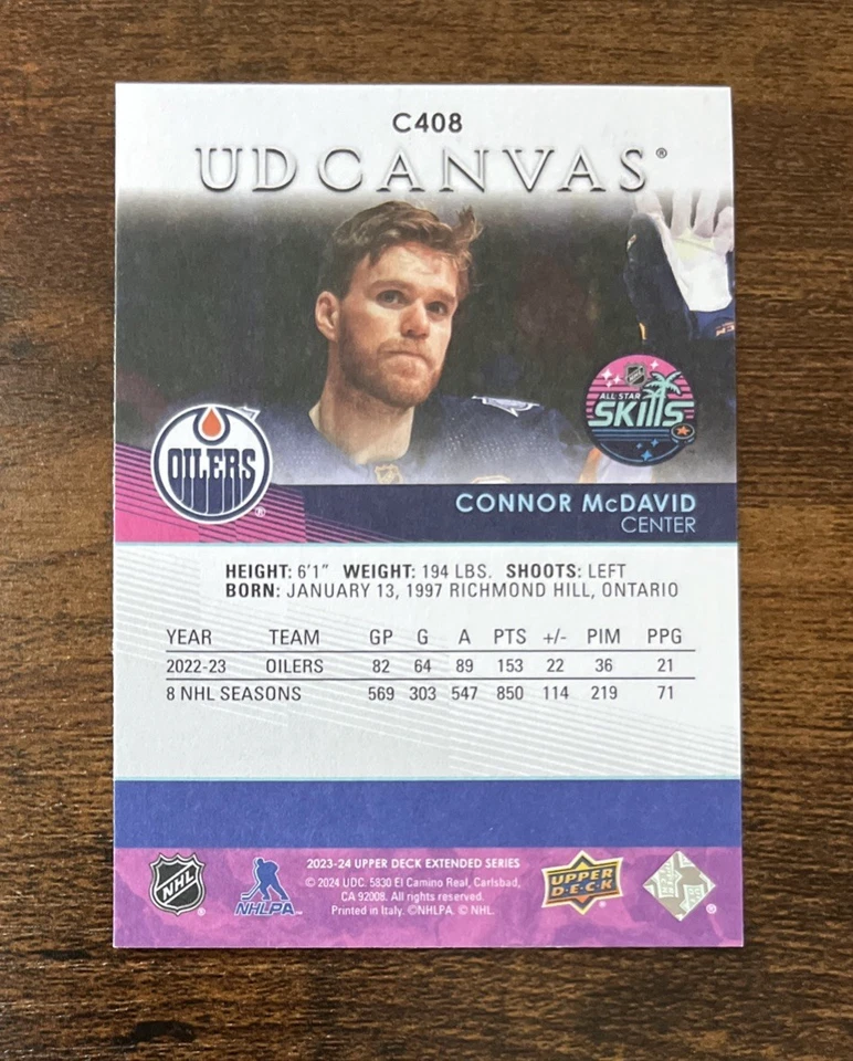 2023-24 Upper Deck Extended UD Canvas All-Star Skills #C408 Connor McDavid SP - Image 2 of 2