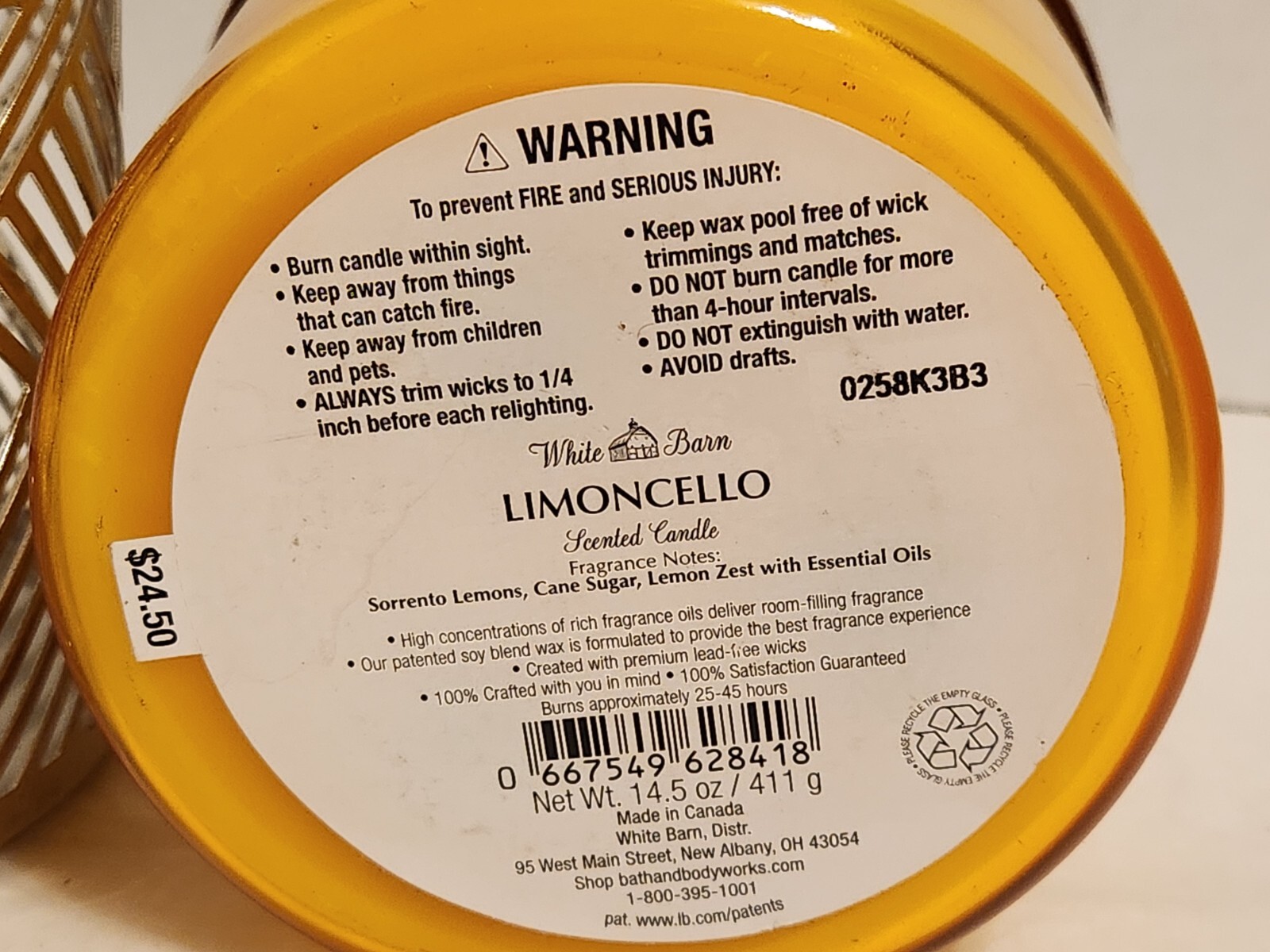 Bath & Body Works White Barn 🍋 Limoncello 3 Wick Candle 14.5 oz + BONUS