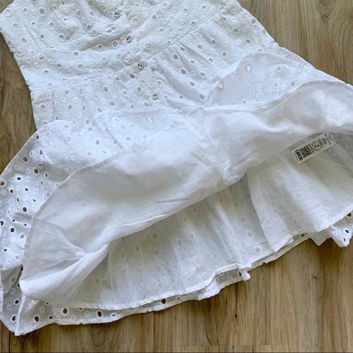 ASOS - NEW - Women's Size 6 White Cotton Eyelet Ruffle Sundress Tank Straps - Picture 4 of 11