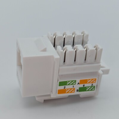 CAT6 Keystone Jack Network Connector RJ45 8×8 White, 23-Ct, and Punch Down Stand