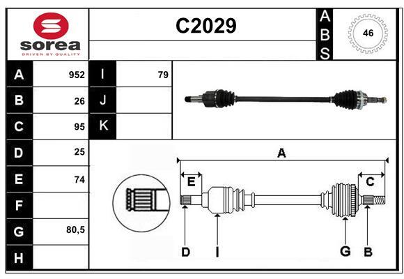 Arbre de transmission SNRA C2029 transmission train avant Chrysler PT Cruiser NEO