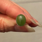 JADE CABOCHON TIE TACK OR PIN  - Silver Plated Setting — photo 2