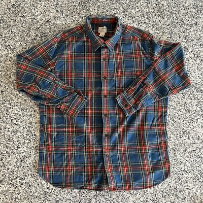 Blue & Red Plaid L.L. Bean Flannel Size XL Long Sleeve Button Up Shirt