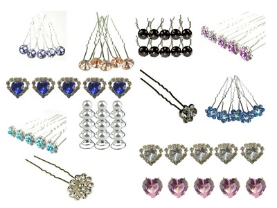Gemischte Blume Diamant Kristall Haarnadeln Clips Abschlussball Hochzeit Braut Party