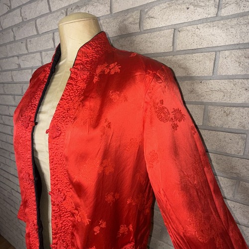 Vintage Woman’s Handmade Black & Red Silk Reversible Evening Jacket W/Pockets - Picture 7 of 23