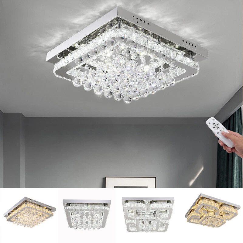 Crystal Chandelier Square LED Ceiling Lights Living Room Bedroom