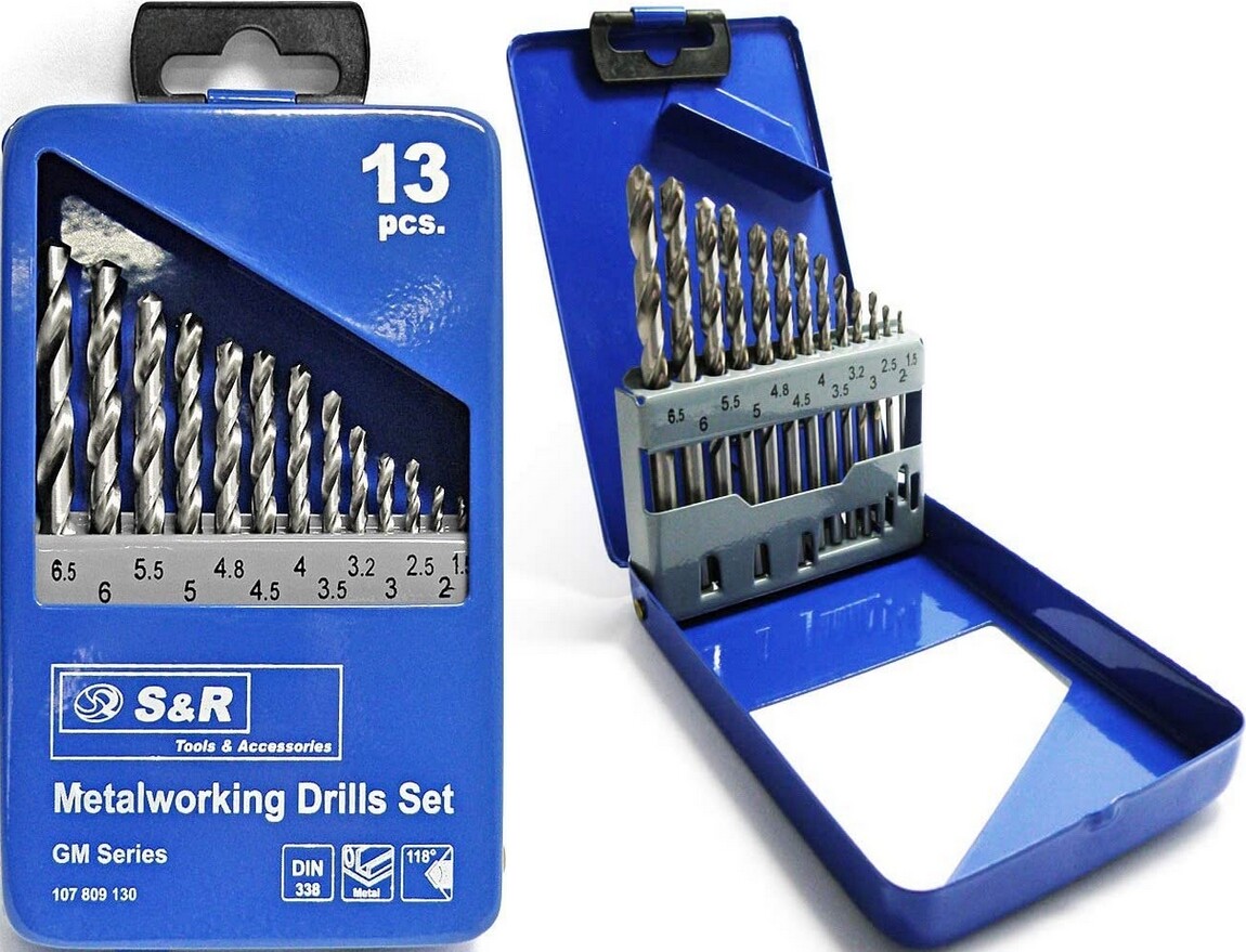 S&R Juego 13 Brocas para Metal y Hierro,de Acero rápido,1- 6,5 mm...
