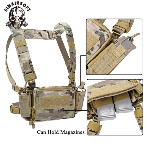 Tactical Combat Chest Rig Vest w/ 5.56 Magazine Pouch Recon Harness Pack Airsoft - Picture 4 of 23