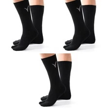 3 Pairs V-Toe Black Athletic Flip-Flop Big Toe Tabi Crew Socks Thicker Men Women