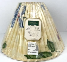 NEW Vintage Croscill BOTANICA GAZEBO Pleated Lamp Shade Yellow Floral 14x9 in
