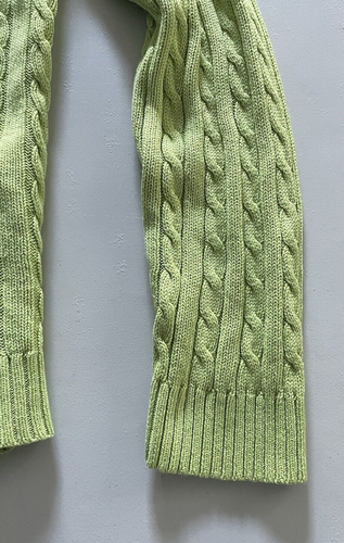 Lauren Ralph Lauren Sweater Silk & Cashmere Size XL Green Cable Knit Pullover - Picture 7 of 20