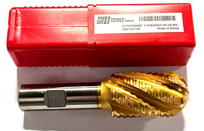 ProCut 1-1/4'' Cobalt M42 Roughing End Mill Ball Nosed Tin Coating 6 Flute Coarse