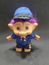 Novelty Treasure Troll Police Outfit blue Eyes purple Hair blue gem stone