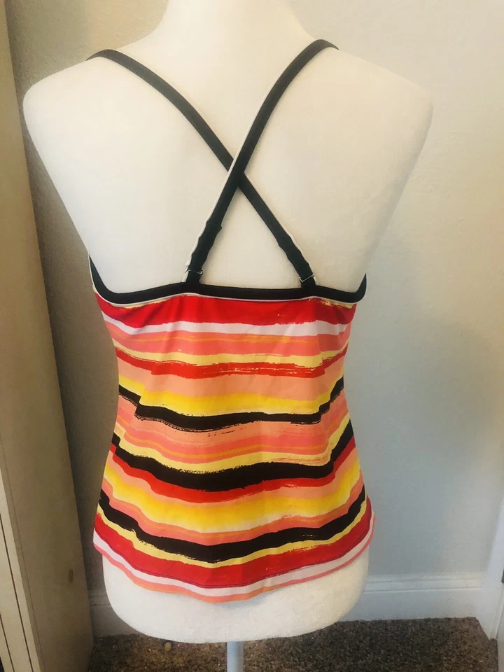 Tankini a Rayas JAG Talla L Naranja Rosa Amarillo HAWAIIAN SUNSET Acolchado X Foto 3 de 4