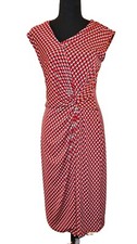 Banana Republic Red Geometric Print Twist Faux Wrap Dress Women's Size S