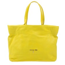 Patrizia Pepe Italian Made Lemon Yellow Leather Medium Shopper Tote Shoulder Bag