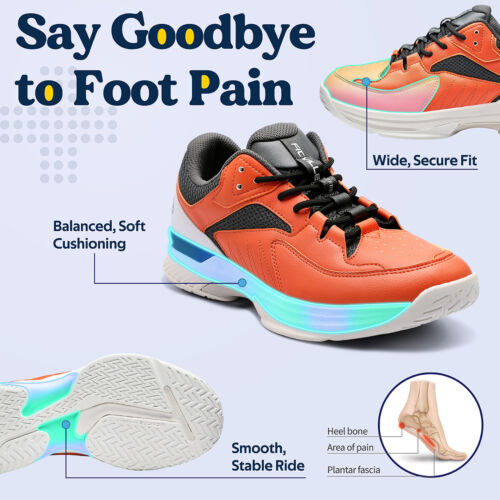 FitVille Men's Wide Pickleball Shoes All Court Tennis Shoes with Arch Support - Picture 26 of 54