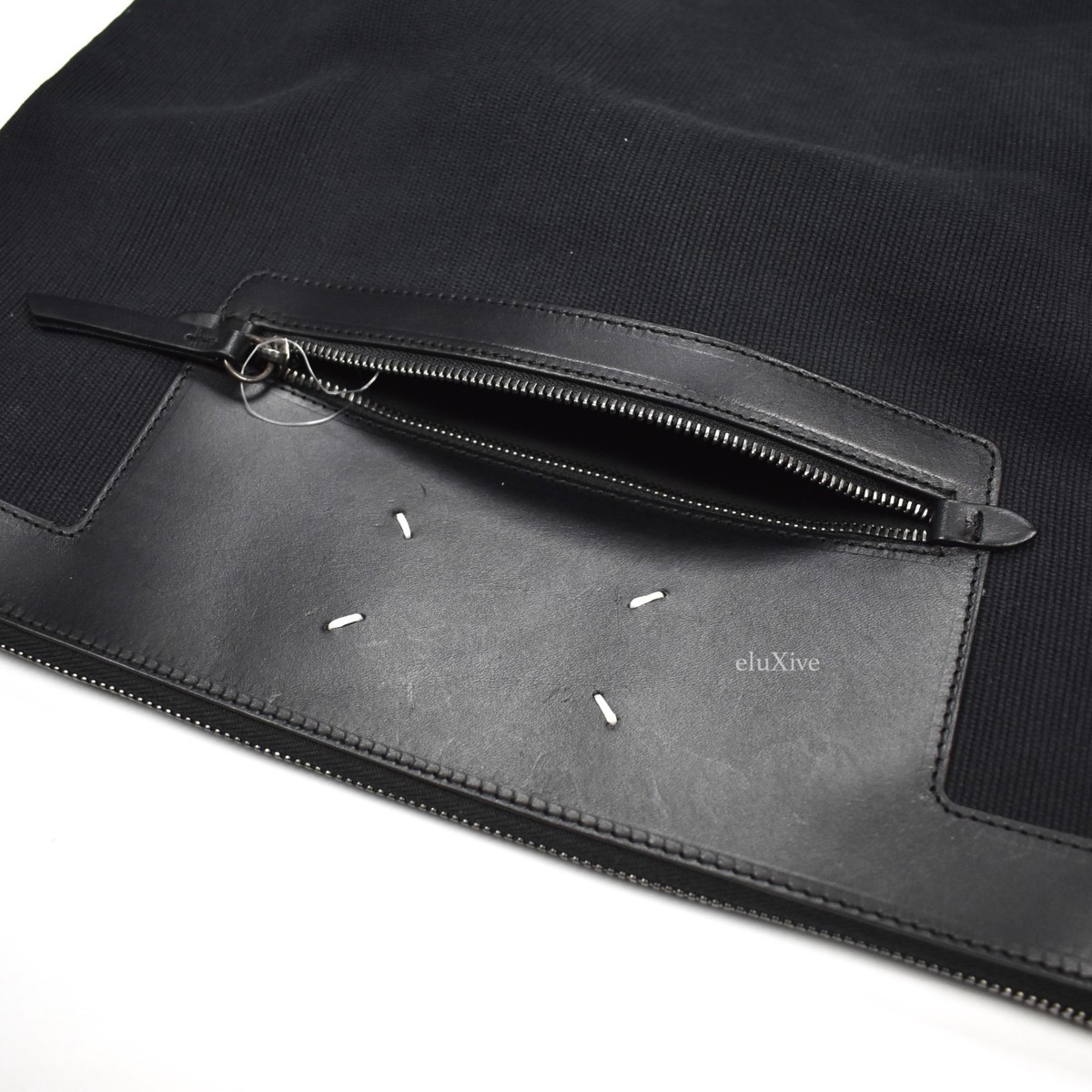 NWT $940 Maison Margiela Men's Black Canvas Leather Shoulder Bag