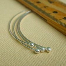 Ball End Ear hooks - Argentium 3" Stick Ear wires - Ball Earring Hooks - Finding