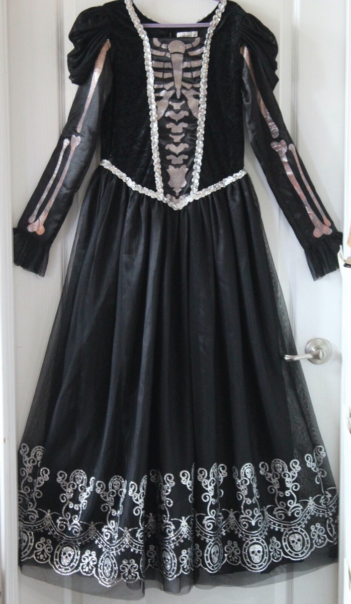 lace skeleton dress Wishcraft Girls Halloween Skeleton Glitter Dress Costume Size 16