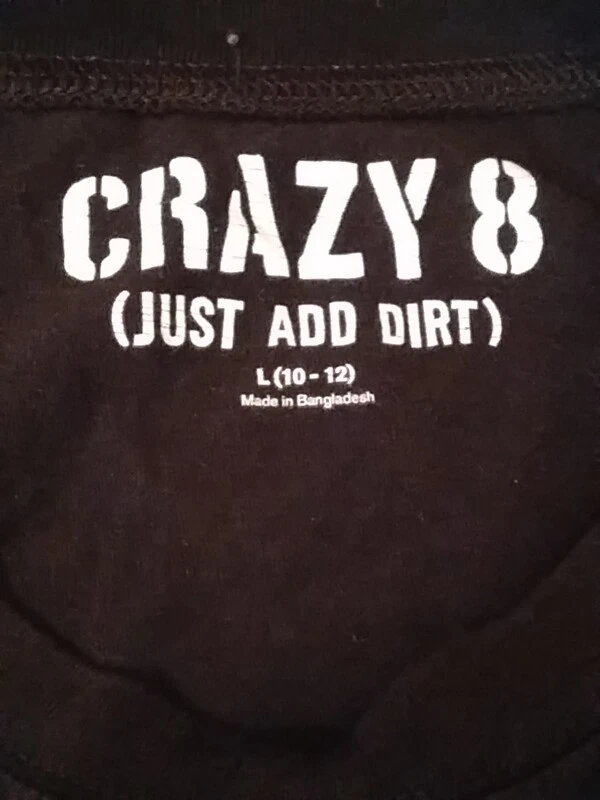 Crazy 8 Marca Niños Camiseta Negra L Gym Marks Corp Ciclista en Algodón Verde Foto 4 de 4