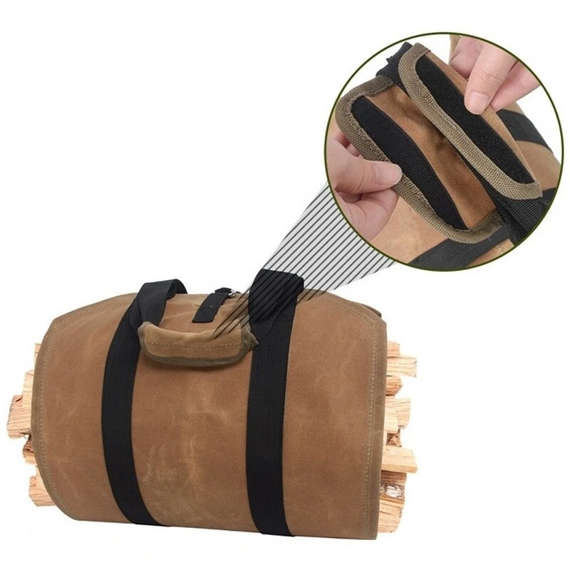 Bolsa de tala de alta resistencia impermeable porta troncos de lona soporte de leña bolsa de transporte Foto 4 de 4