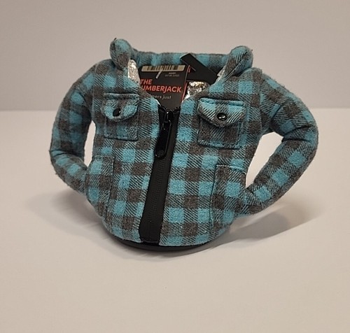 Papageientaucher "The Lumberjack" Koozie blaue Flanelljacke isoliert Neuheit Koozie Mantel - Bild 1 von 6