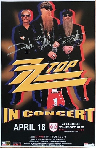 ZZ Top mit Reproduktion Signaturen 13" x 19" Reproduktion Konzert Poster - Bild 1 von 4