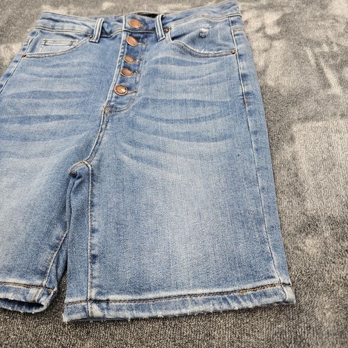 Risen Jean Shorts womens small high rise button fly distressed stretch 5 pocket - Picture 3 of 14