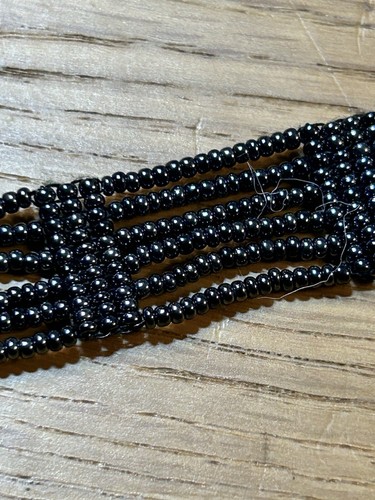 Vintage Beaded Black Cuff Bracelet - Picture 6 of 16