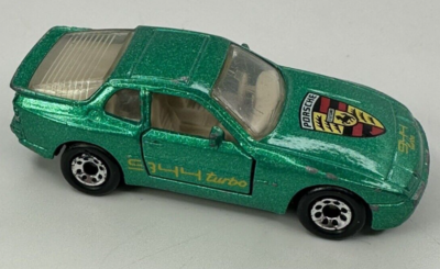 Used Matchbox 1987 Porsche 944 Turbo Metallic Green Open Doors w