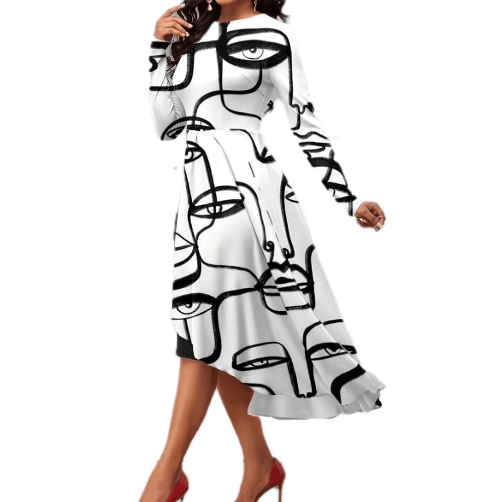 Women's Abstract Black & White Long Sleeve Midi Dress Irregular Hem Size XL NEW | eBay Women's Abstract Black & White Long Sleeve Midi Dress Irregular Hem Size XL NEW | eBay