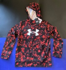 NEW WT UNDER ARMOUR RED CAMO HOODIE PULL OVER MSRP 45 SIZE YOUTH MEDIUM