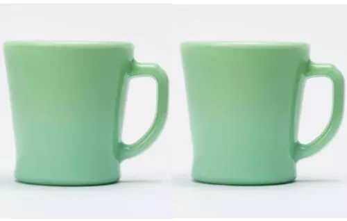 Set of 2 Fire King Jadeite D Handle Mug Cup 250ml  Made in Japan