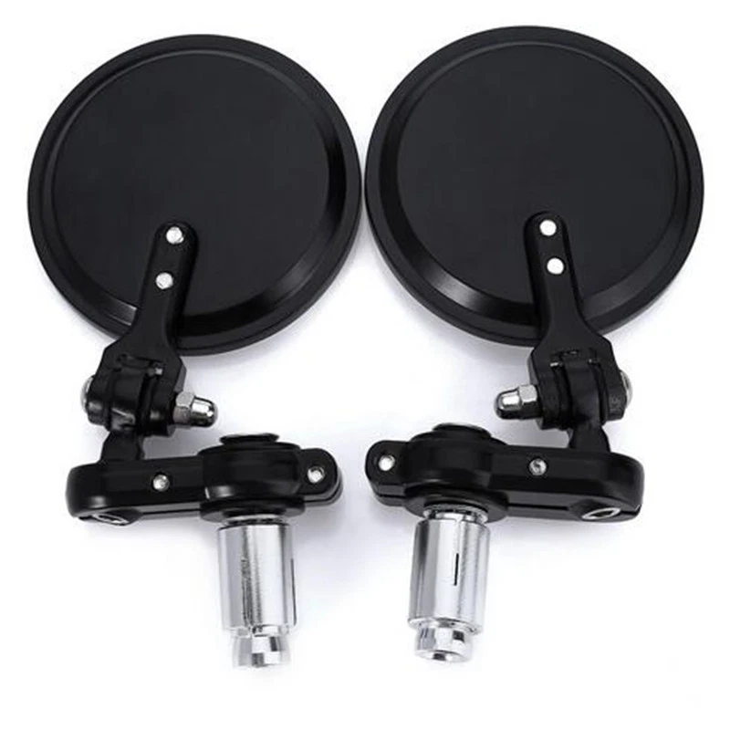 2 peças extremidade de barra de punho de motocicleta 7/8" CNC alumínio retrovisor redondo espelho lateral - Imagem 4 de 4