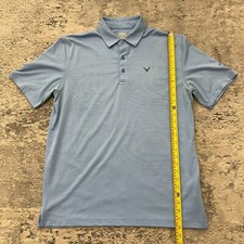 Callaway Opti-Dri Polo Shirt Mens Size M Light Blue Striped Short Sleeve Golf
