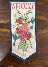 Welcome Banner Flag Birds Garden Spring Summer Pink Hummingbird Nature Art