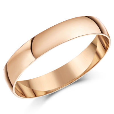Leichter D-förmiger Ehering 9 kt Rotgold 4 mm Herren Damenring