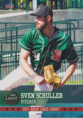 2017 Great Lakes Loons Sven Schuller Schueller RC Rookie Los Angeles Dodgers
