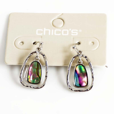 New Chicos Abalone Drop Earrings Gift Chic Women Party Vacation Travel Jewelry