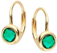 SmaragdgrüN Zirkonia Brisuren 925 Silber Gelbgold Vergoldet Gold Damen Ohrringe