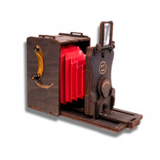 JollyLook Pinhole Mini analoge Sofortbildkamera aus Holz - braun gebeizt