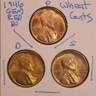 1946 P D S LINCOLN WHEAT CENT PENNY 1C GEM RED BU SET (3 COINS) 46500