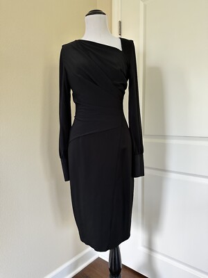 Womens Black Formal Reiss Dress, Long Sleeves, Asymmetrical Neck Line, Sz  2-4 | eBay